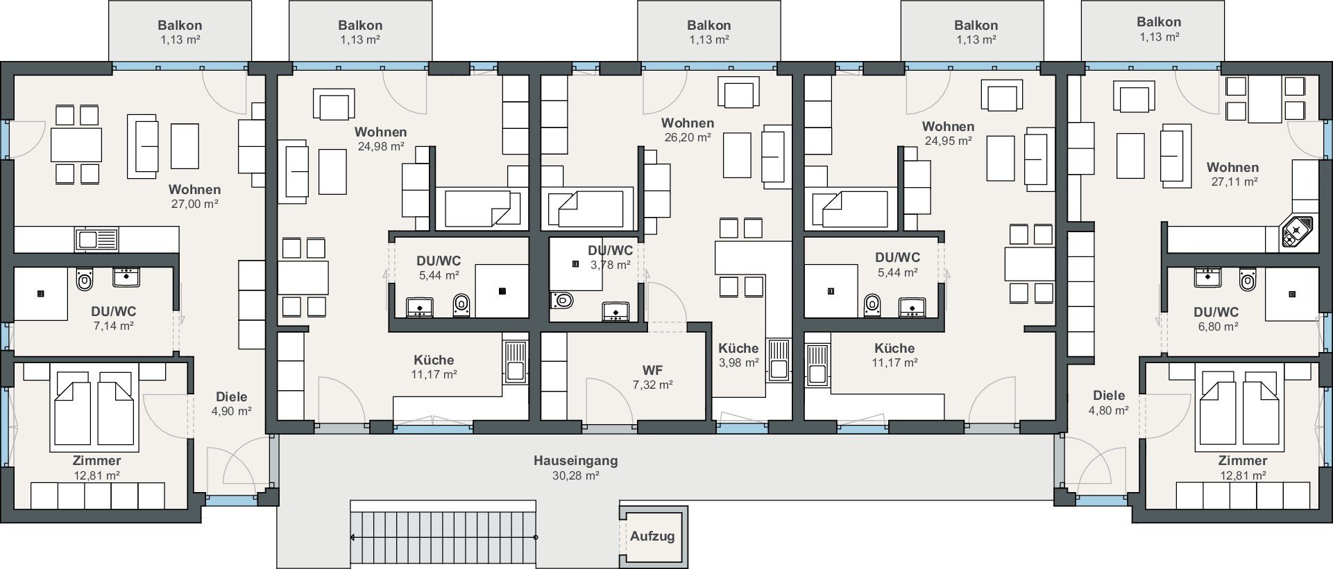 Grundriss Mehrfamilienhaus 4 Wohnungen - Test